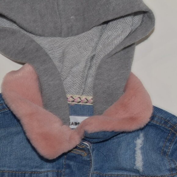 Girls Denim Jacket Hooded Size 3T Fur Collar - Picture 6 of 15